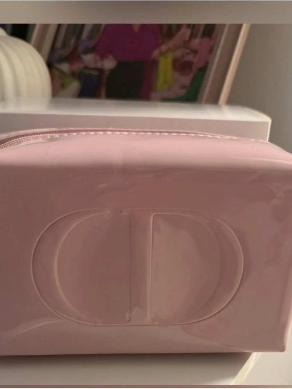 Dior Pink Patent CD Embossed Cosmetic Case
